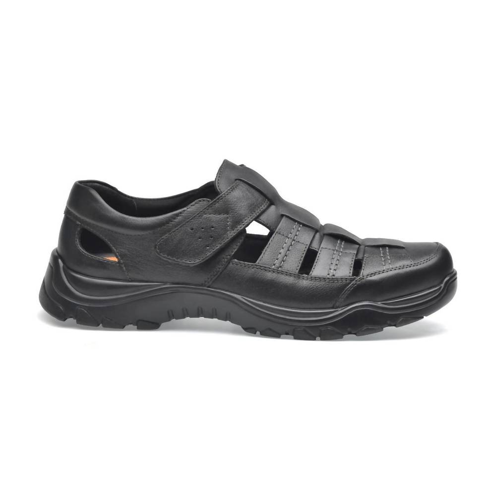 NEW PAZSTOR closed toe leather sandals in black